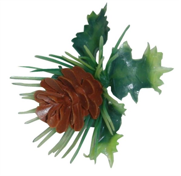 Pine cone with leaves